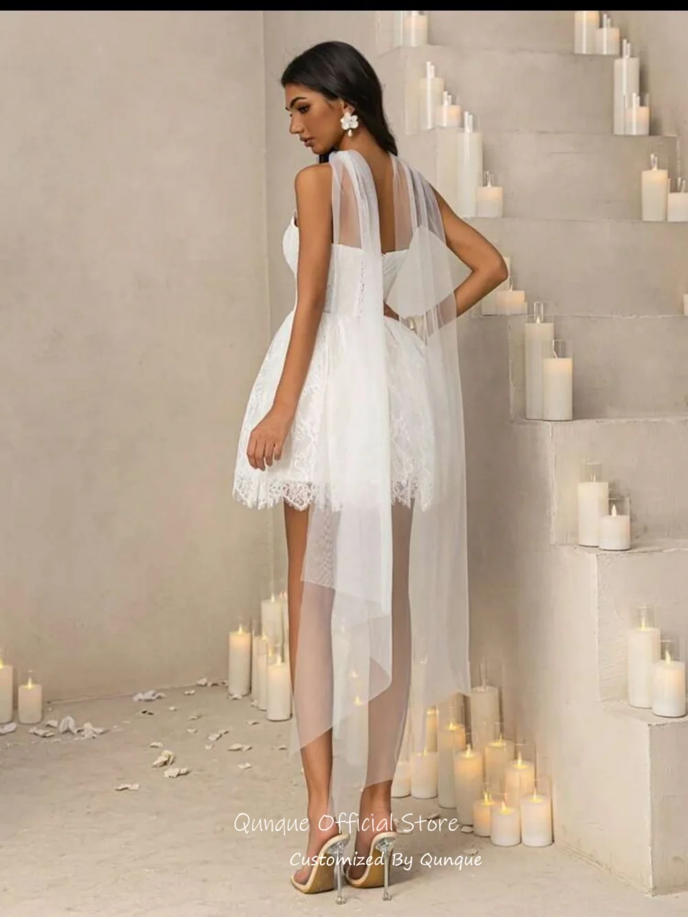 

Qunque Lace Sweetheart Cocktail Dresses Puffy A Line Pleated Homecoming Dresses Sleeveless Birthday Dress Party Gowns Customized
