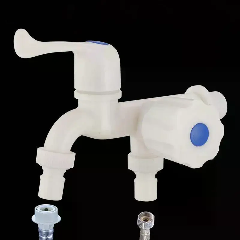 1Pcs G1/2 Inches Plastic Dual Outlet Water Tap With Independent Control Hose Adapters For Washing Machine Garden Use