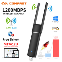 1200Mbps Adaptador Wifi Usb 3.0 Adapter 5G/2G MT7612U 2*3dbi Antena Para Wifi PC Cle Kali Linux Monitor Network Card Receiver