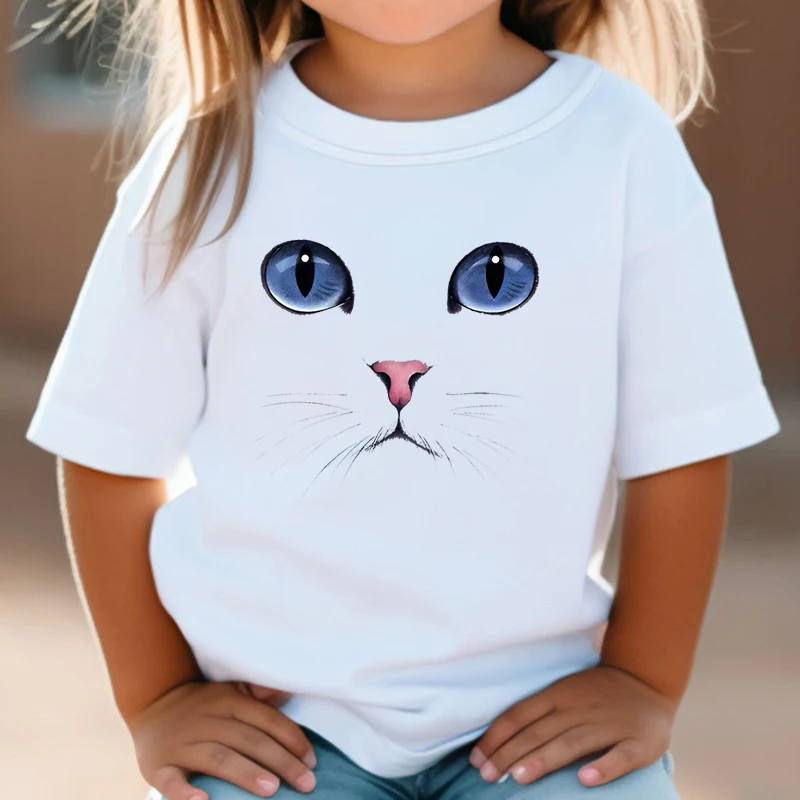 2024 New Cat Tshirt Kids Clothing Cartoon Animal Kitten Streetwear Boys Girls Funny Cats T-shirt Summer Fashion Tees for Kids