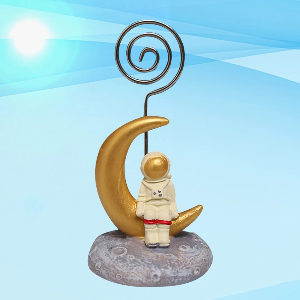 

Astronaut Photo Clip Holder Adorable Memo Stand Name Card Folder For Home Office Party Decoration Golden Moon Design 3D