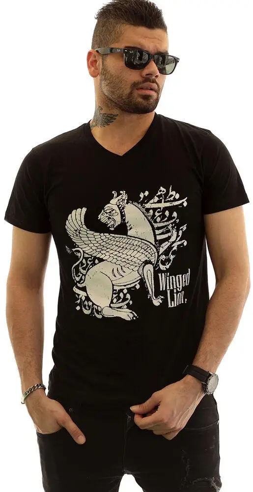 Mens Persian Farsi Parsi Poem Winged Lion T-Shirt Persia Gift Farvahar Pahlavi