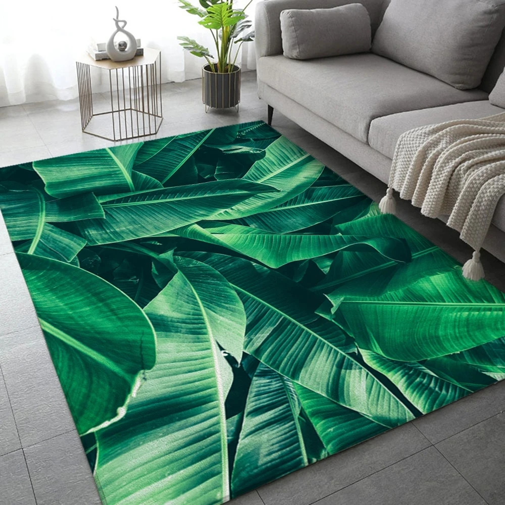 Green Tropical Leaf Carpet for Living Room Home Decor Sofa Table Large Area Rugs Lounge Anti-slip Floor Mat Children's Room Mat