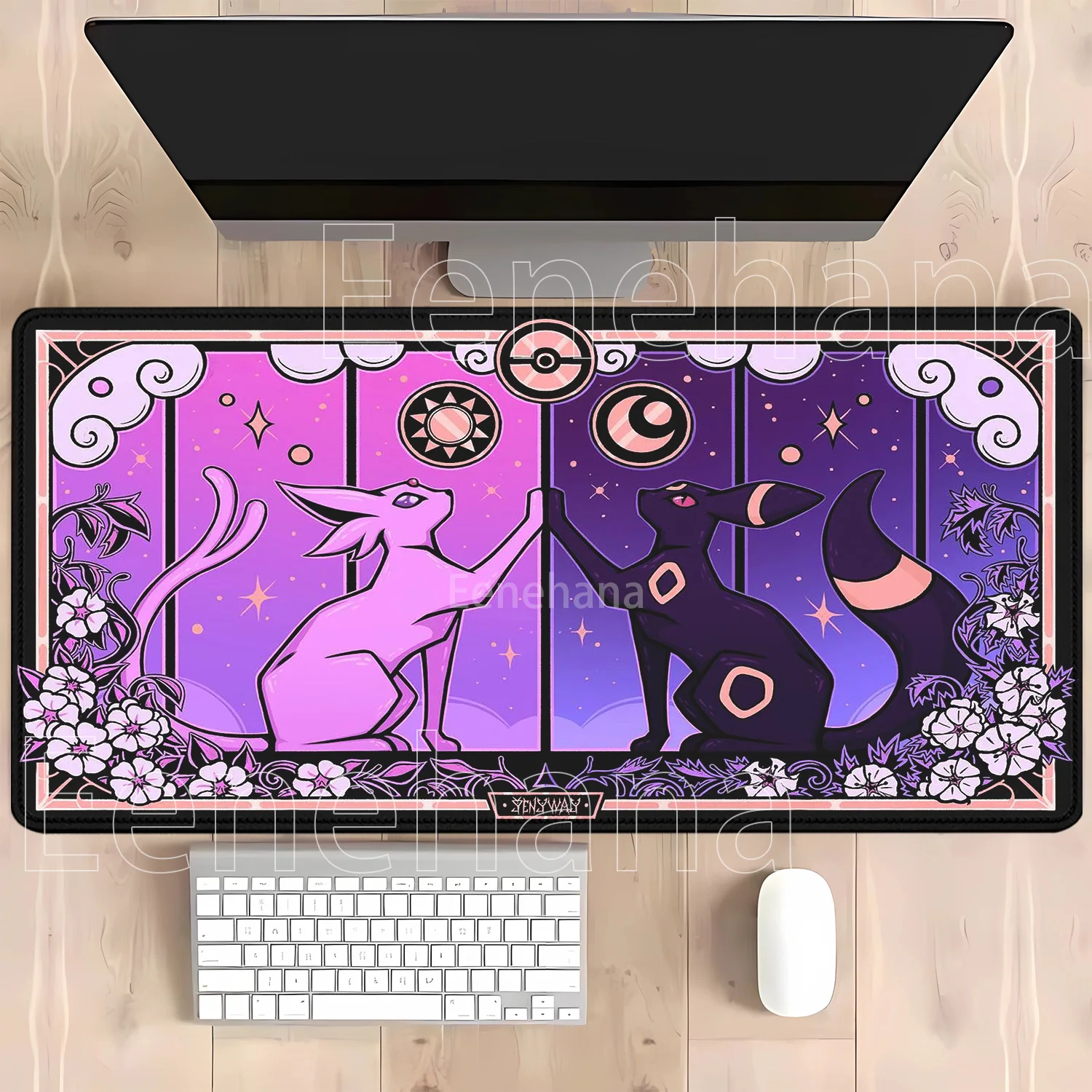 Anime Eevee Pokemon Gaming-Mauspad Kawaii XXL PC-Tastatur-Overlock-Teppich Bürozubehör Gummi HD-Druck Overlock-Schreibtischunterlage – Detail 1