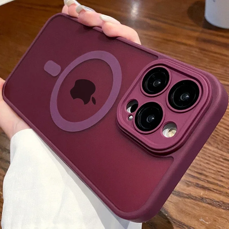 Luxuriöse, durchscheinende, magnetische, matte Hülle für iPhone 18 17 16 15 14 13 12 11 Pro Max, kompatibel mit MagSafe, kabelloses Laden, stoßfeste Schutzhülle