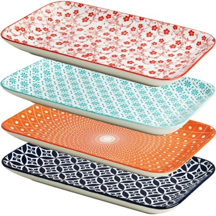 

Ceramic Serving Platter Set 12 x 7 Inch Porcelain Trays for Party Rectangular Platters for Entertaining Trays for Food Fruit Ca