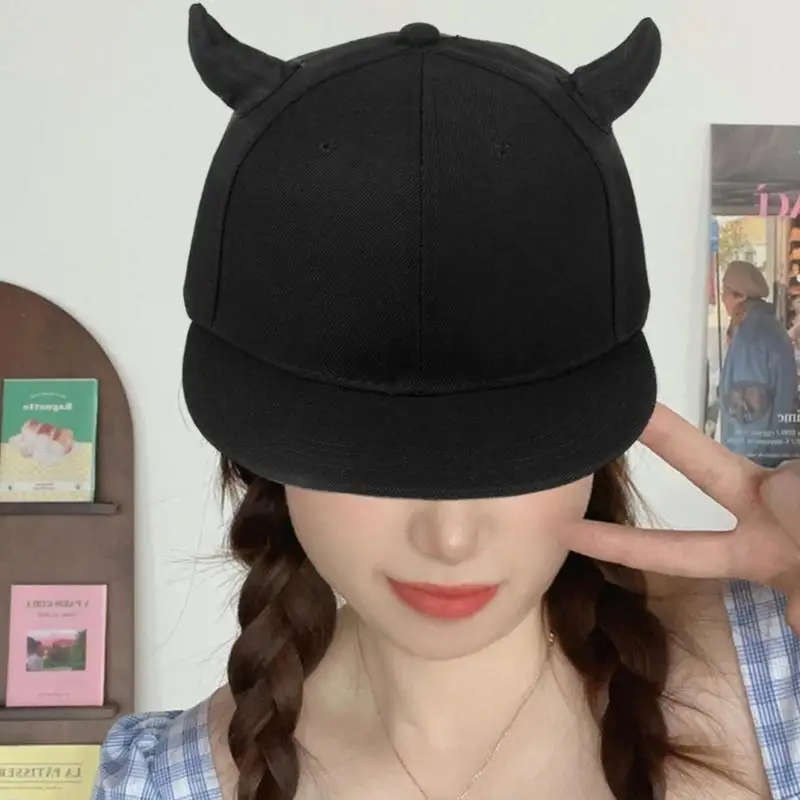 39BD Casual Cap Trucker Hat Vintage Punk Horn Baseball Cap Horn Verstellbare Dad-Mütze für Reisen Fitness Workout – Detail 5