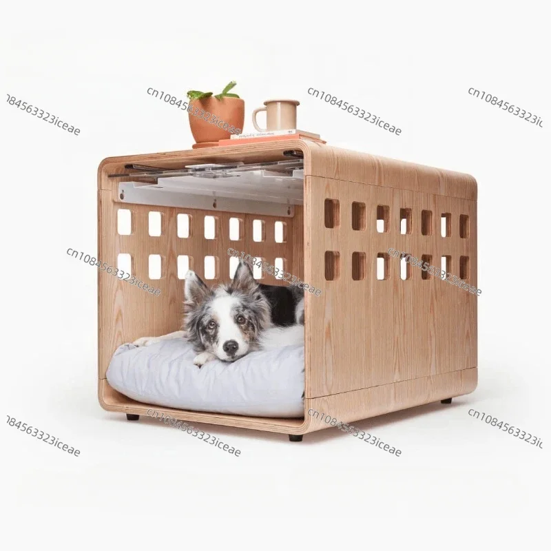 Modern Transparent Acrylic Collapsible Wooden Frame Furniture Dog Kennel Dog Crate Bed Outdoor