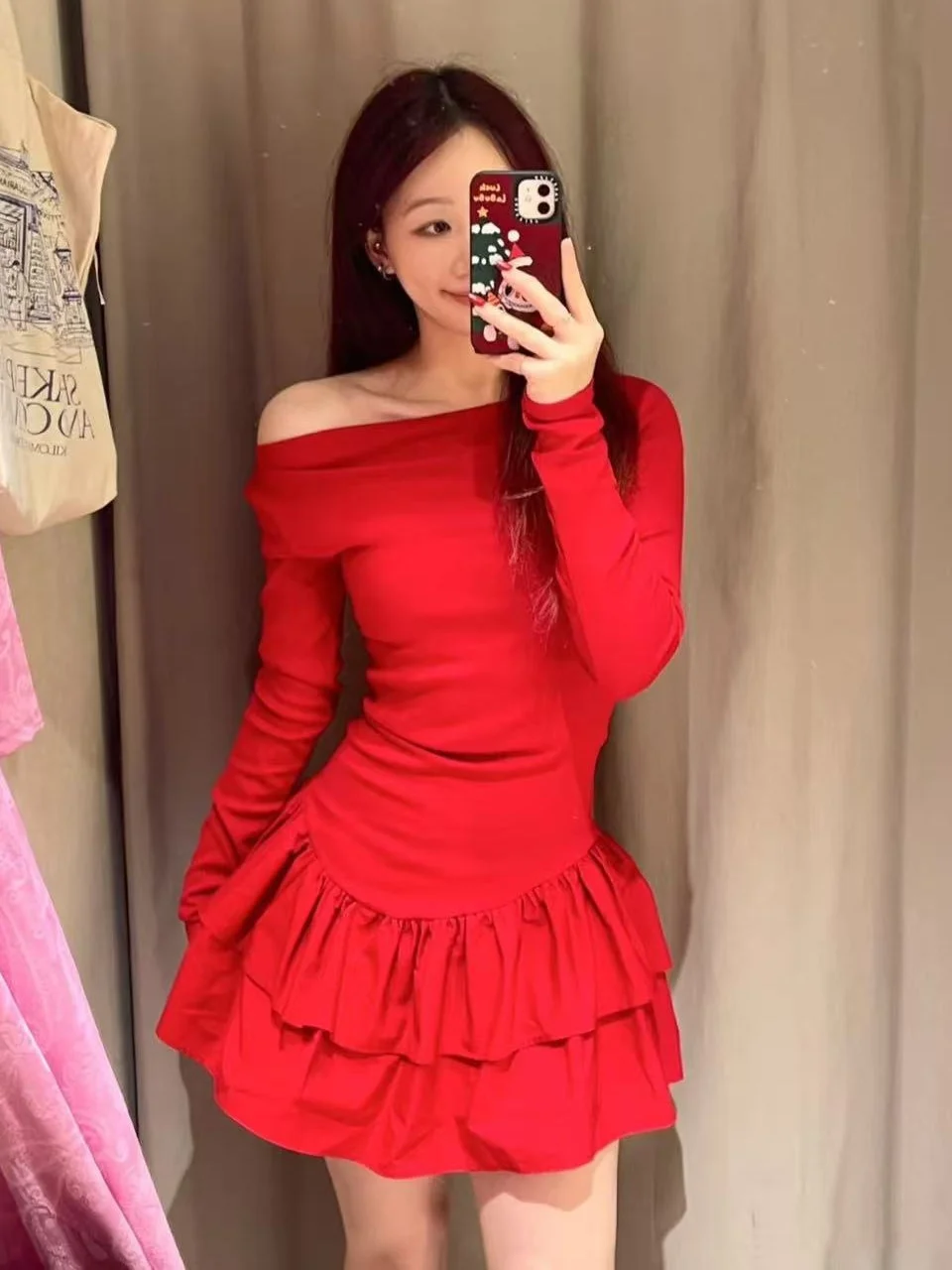 Primavera 2025 feminino doce em camadas guarnição longo sve barco ne ort dr cintura alta a linha algodão gaze colete dr