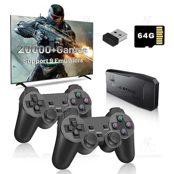 4k game stick 20000 games 9 emulators high quality plug & play TV video game console high performance emuelec retro game machine