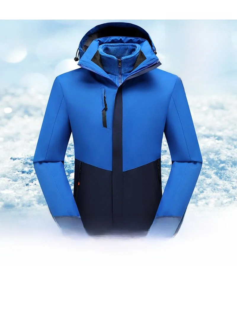 

Мужская модная серебристая утепленная куртка с меховой подкладкой для активного отдыха, осенне-зимний комбинезон для альпинизма со съемным капюшоном