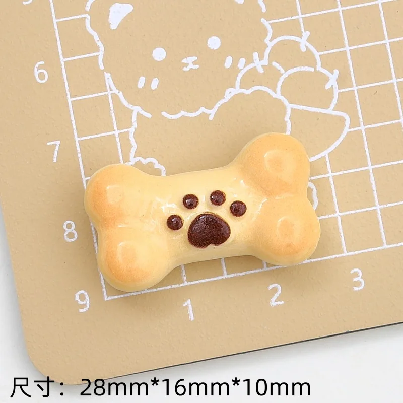 100pcs Kawaii Resin Simulation Cartoon Dog Bone Cookies DIY Decoration Dollhouse Accessories