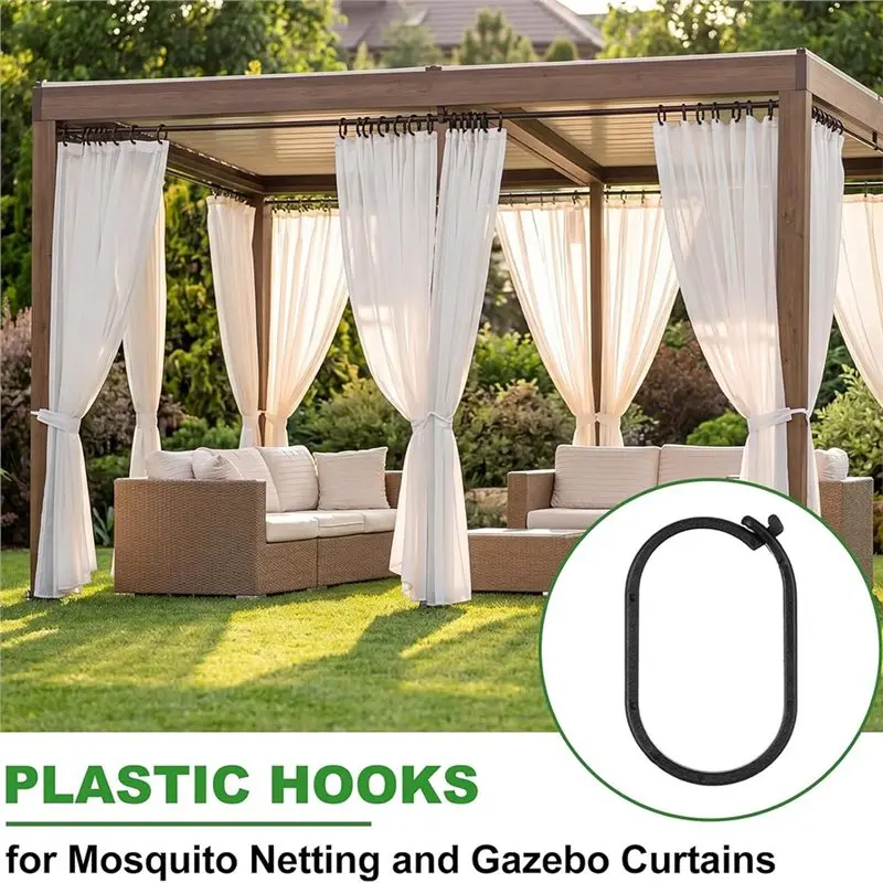 TFORU-Plastic For Outdoor Use Gazebo Curtain Hooks 100-Pack Shower Curtain Rings Curtain Hanging Ring Press Lock