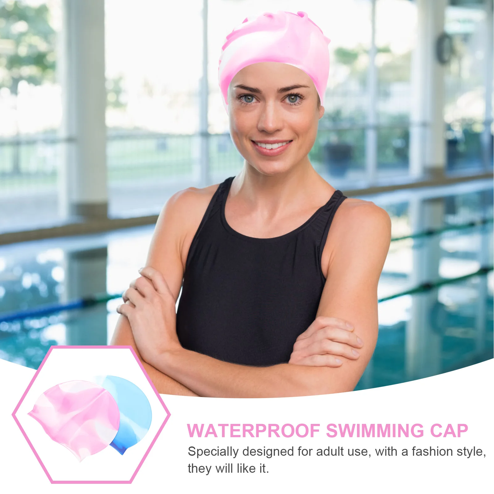 

2Pcs Silicone Swim Hats Waterproof Lightweight Anti-Skid Durable Swimming Caps Professional Swim Supply Anti-Skid Swimming Hats