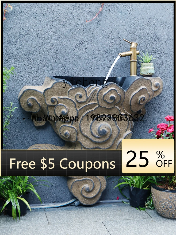 

FF Courtyard Garden Column Basin Wall-Mounted Washbasin Countertop Basin Yard Wall-Mounted Washbasin home decor