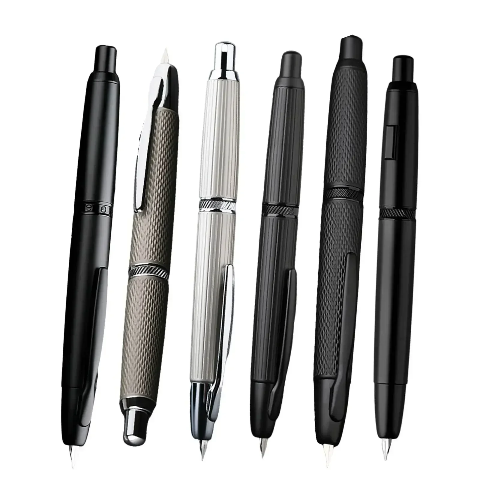 New Majohn A1 fountain pen Metal sliver Press pen Striped pattern EF 0.4MM Nibs writing gift pens for syudents office supplies