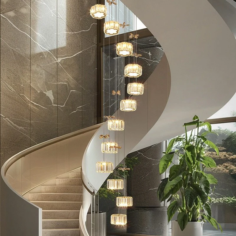 

Modern Crystal Chandelier for Living Room, Staircase Pendant Light, Dining Room Ceiling Lamp, Home Lighting Fixtures