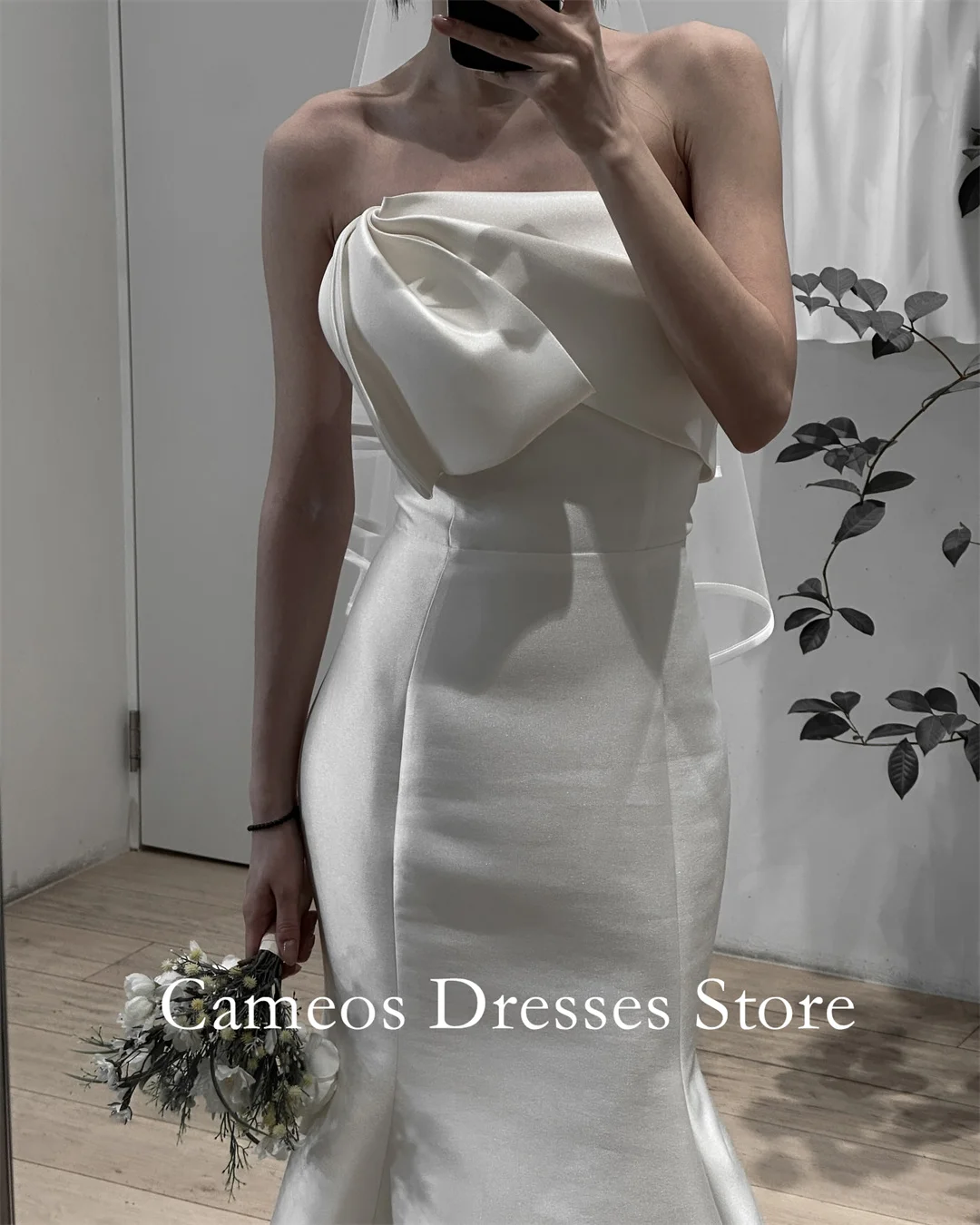 ชุดแต่งงานแบบสั่งตัด SONDR แบบไม่มีสาย แบบเรียบง่าย ทรงเมอร์เมด แขนกุด รัดรูปทรงคอร์เซ็ท สไตล์เกาหลี ชุดเจ้าสาวสำหรับผู้หญิง