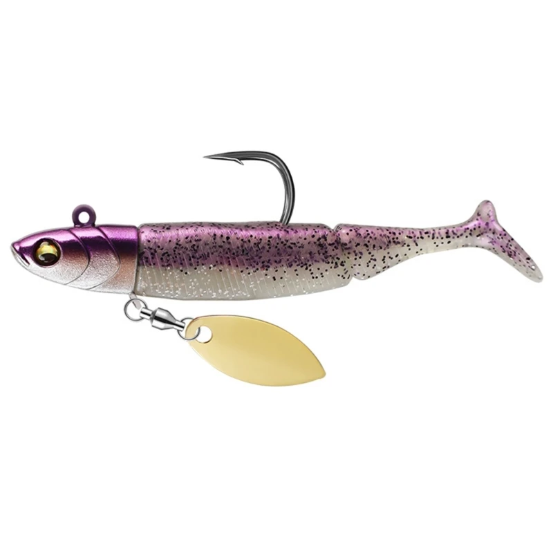 Jig Head Fishing Lures with Sequins/Treble Hook Soft Baits Artificial Swimbait T-Tail Slow Jigging Wobbler ​for Trout