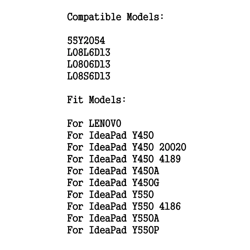 بطارية لابتوب لهاتف لينوفو ايداباد ، Y450 ، Y450 ، 7.5 ، Y450A ، Y450G ، Y550 ، Y550 ، 47 ، Y550A ، Y550P