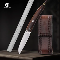 Petrified Fish Pocket Folding Knife edc Wooden Handle 12C27N Steel Outdoor Camping Tool Bushcrafter Knife Tactical Hunting PF719