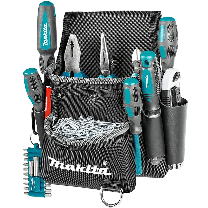 Makita E-15198 Ultimate 2 Pocket Fixing Pouch 2 Large Front Pockets 4 Long Elastic Loop Tool Holders 3L Technology