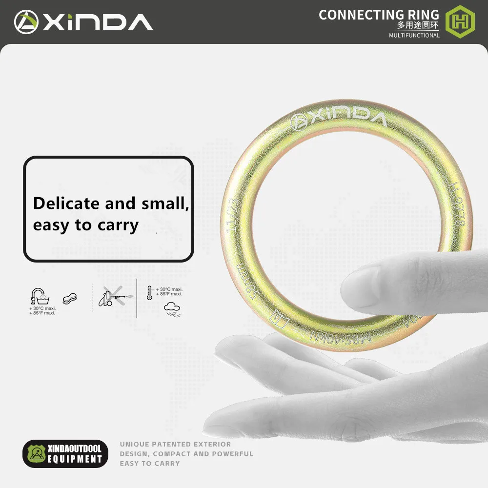 Xinda Outdoor 40KN Climbing Rappel Ring Rock Climbing Slackline Hammock Pack Mountaineering Rescue Belay Connector