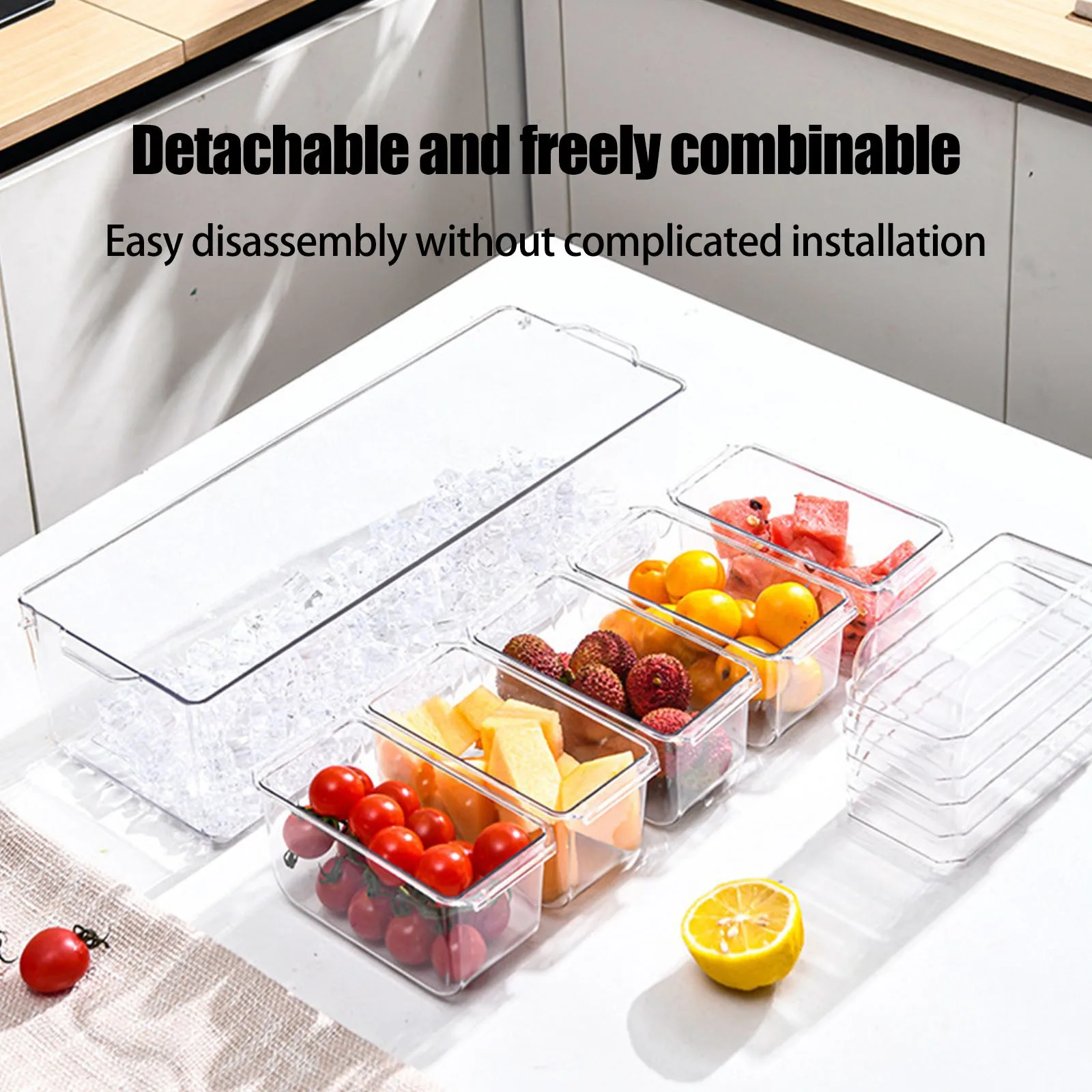 4/5 Compartiment Kruidenbak Bar Ijsgekoelde Kruiderij Box Bar Drinkt Fruit Snack Container Opbergdozen Fruit Lade