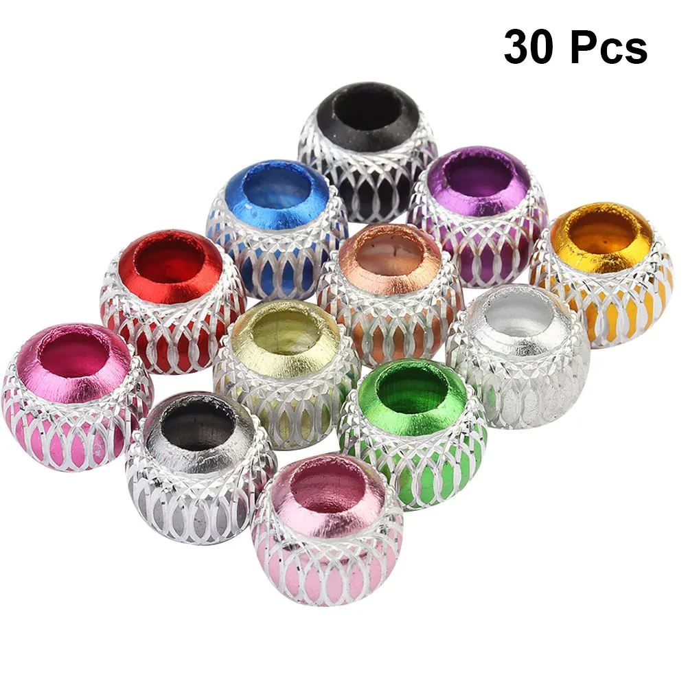 

30 Pcs Aluminum Threaded Beads 5 2mm Hole Round Spacer DIY Craft Jewelry Making Beads Accessories Home Decoration