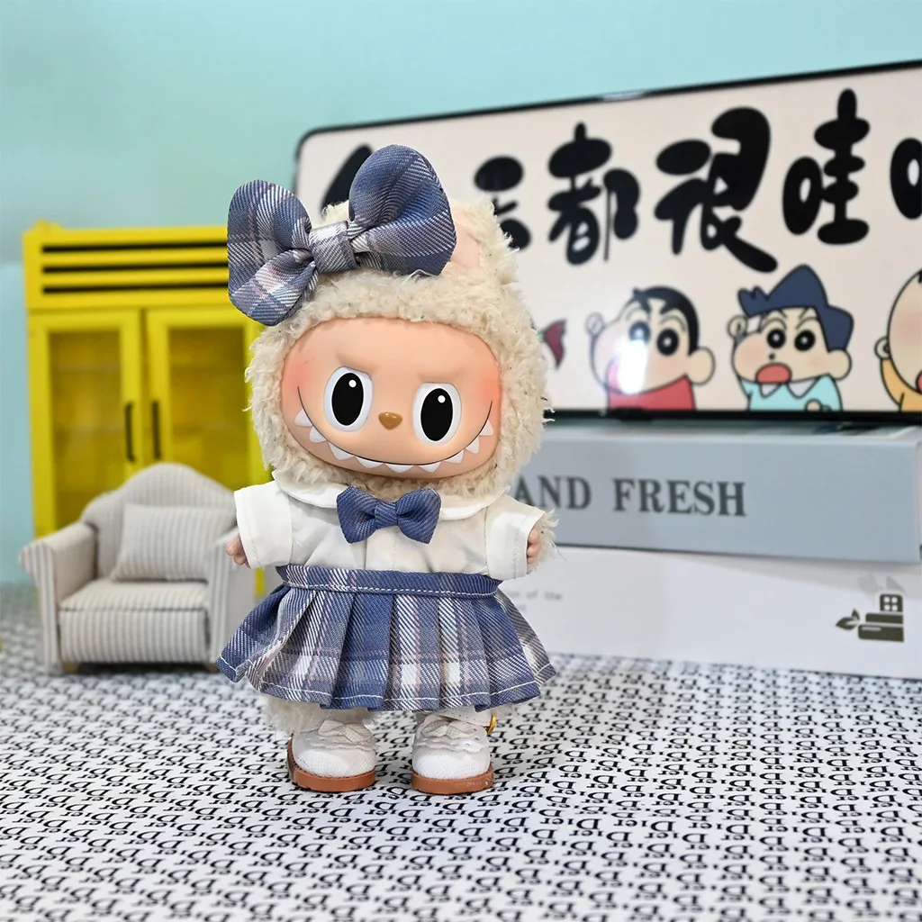 

For Pendant LABUBU clothes spring sweet strap skirt 17CM rabub for strap skirt tide JK (clothes only)