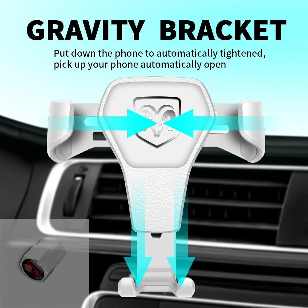 Car Emblem Phone Holder Gravity Holder Accessories For Dodge Durango Caliber Dakota Neon SXT Nitro Avenger Dart SRT Ram Caravan view 4