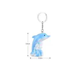 Cute Mini Spindrift Dolphin Keychain Women Girl Novelty Lighthouse Coconut Tree Beach Castle Key Chain On Bag Wedding Party Gift