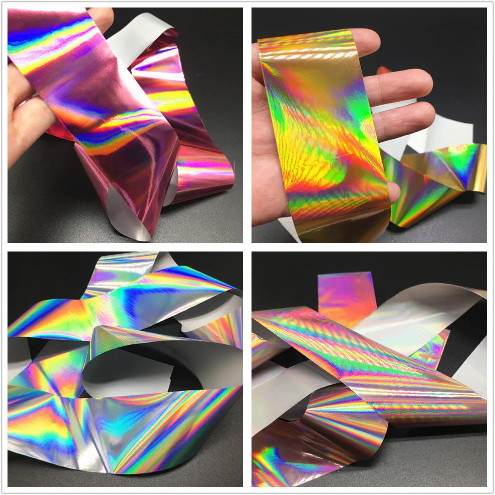 Rollo de láminas láser para uñas, papel de transferencia holográfica, efecto espejo, juego de manicura, envolturas de Metal, decoraciones para uñas