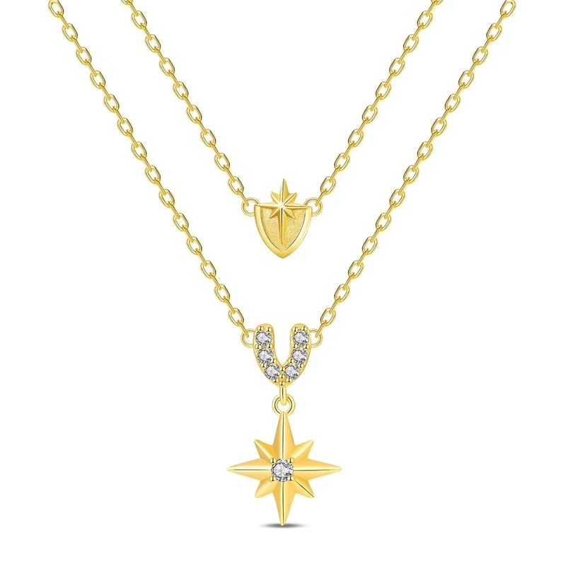 2026 New 925 Sterling Silver Necklace Golden Star Necklace For Women Exquisite Birthday Anniversary Jewelry Gifts