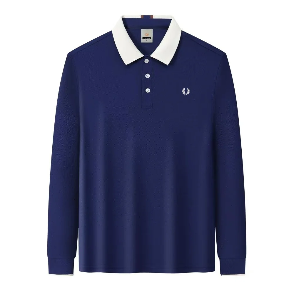 Fred Perry Embroidered Long sleeves POLO Men's FP Three Button Collar Solid Color Short Sleeve Business Casual T-shirt Top