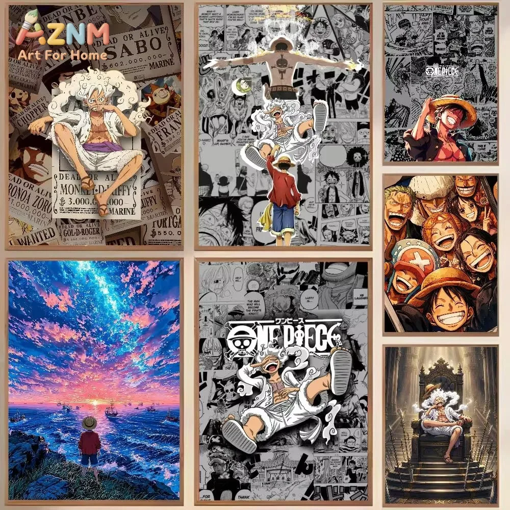 VIVID GEM 5D DIY One Piece Luffy Gear 5 Nika Full Drill Diamond Painting Japanese Anime Diamond Mosaic Wall Picture Present