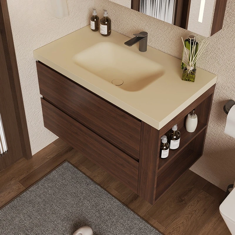 Middeleeuwse log wind badkamerkast combinatie wandgemonteerde wastafel