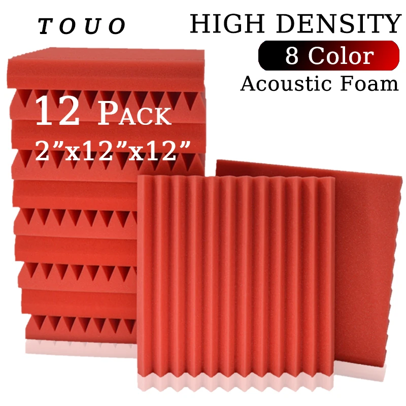 

TOUO Acoustic Foam Panels Sound Absorbing 12 Pcs House Isolation Wall Soundproof Foam Studio Noise Insulation Panel Home