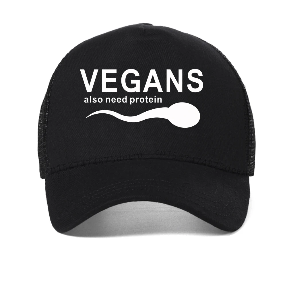 مضحك نباتي ملابس للرجال يحتاج أيضًا إلى بروتين شعار رسالة قبعة بيسبول الرجال الجرافيك طباعة Harajuku Snapback قبعة شبكة القبعات الرائعة
