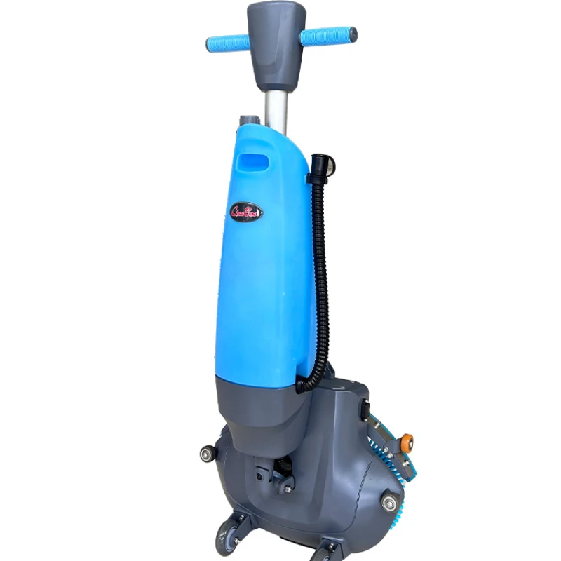 

Small commercial double brush floor scrubber, hand push supermarket, factory workshop, industrial brush suction 3-in-1 machine