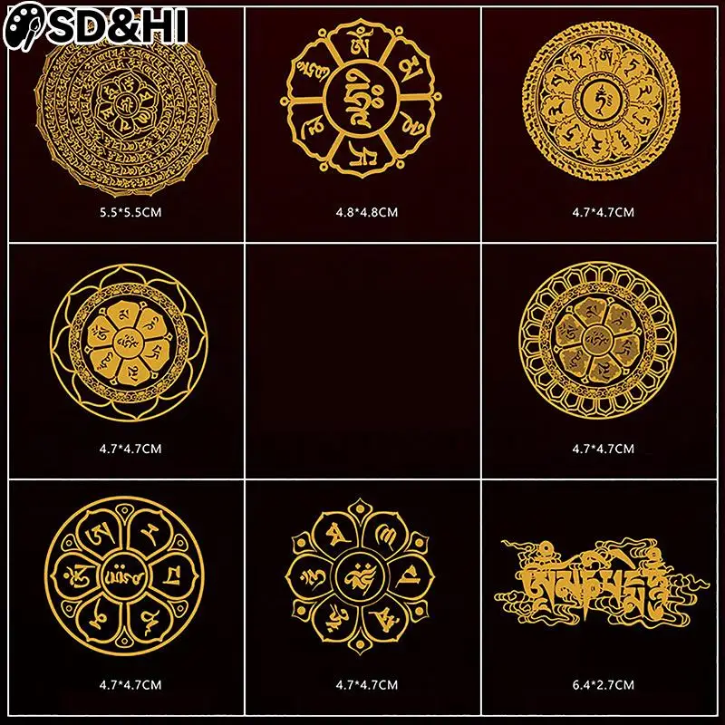 Buddhism National Traditional Transshipment Lucky Wealth Culture Character Stickers Mobile Phone Metal Stickers Phone Labels