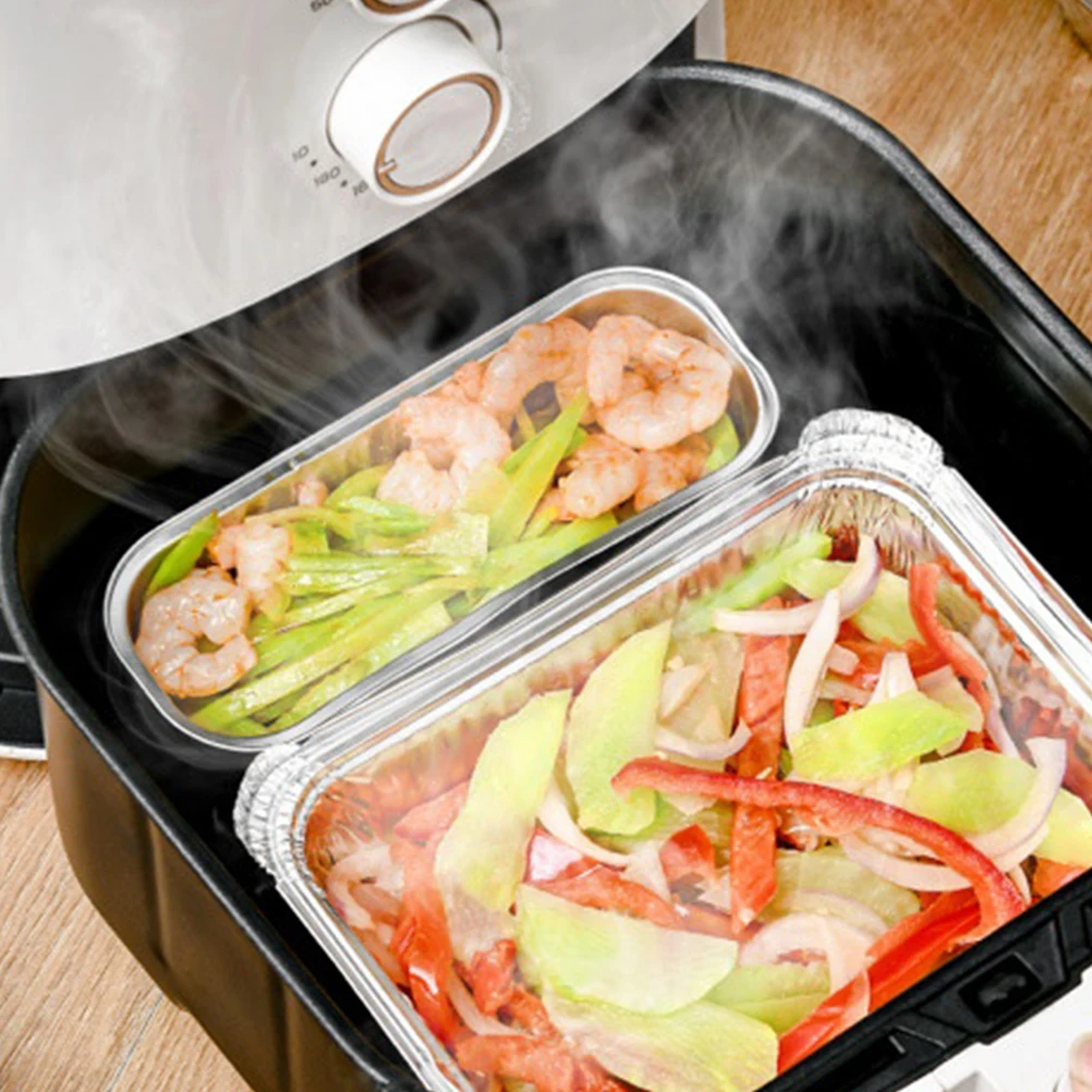 

10Pcs Aluminum Foil Boxes Portable Heat Resistant Barbecue Food Containers Disposable Bbq Pans Baking Takeout Boxes Outdoor