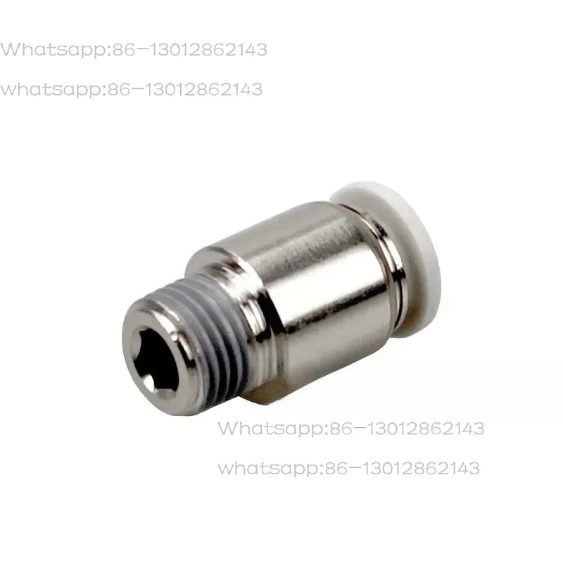 Cylindrical tracheal joint POC round thread straight through 6-01 8-02 10-03 12-04 pneumatic quick insert circular    15PCS