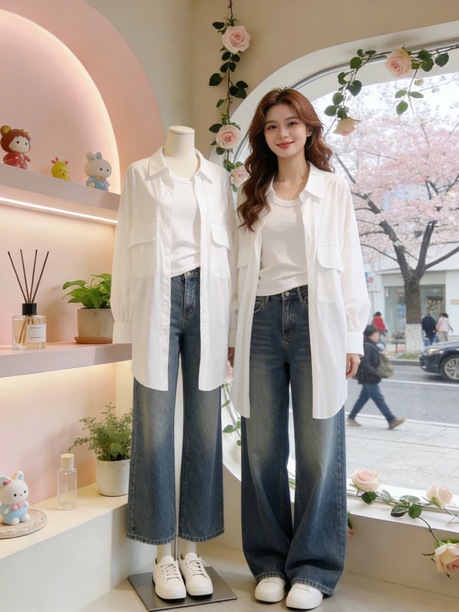 

Свободная женская белая рубашка-жакет в корейском стиле, модная, для повседневной носки, с длинным рукавом, летняя новинка, комфортный свободный крой, топ