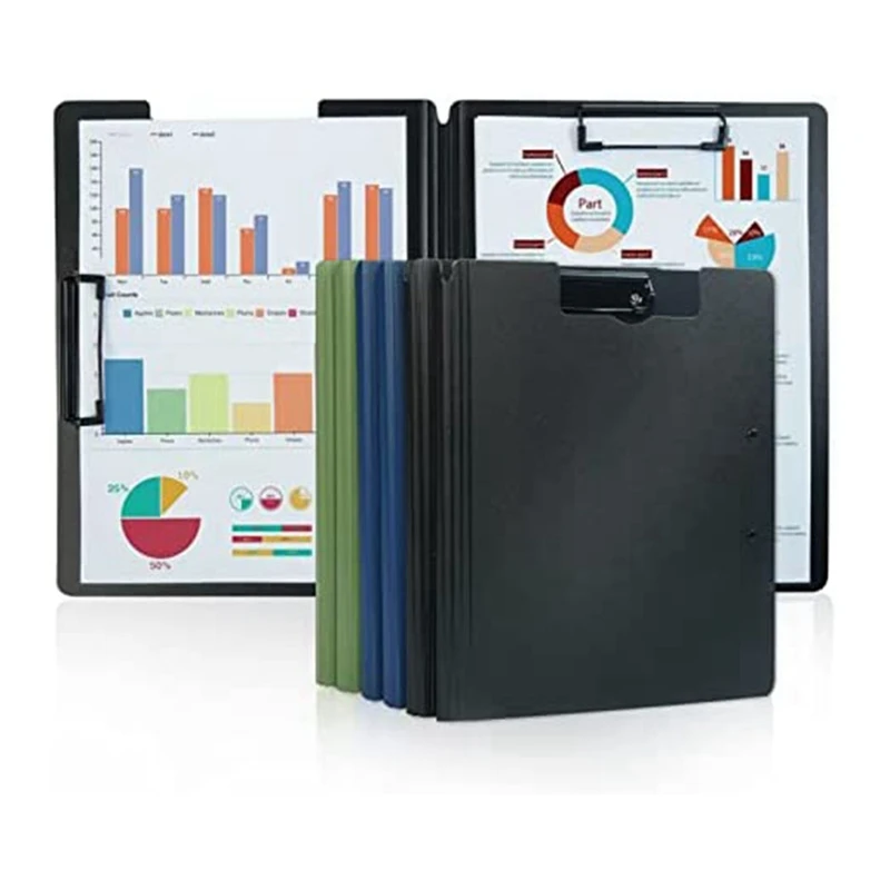 6Piece Clipboards With Storage , Foldable Clipboard Folder Black Clip Boards,For Office, Meeting Plastic+Metal