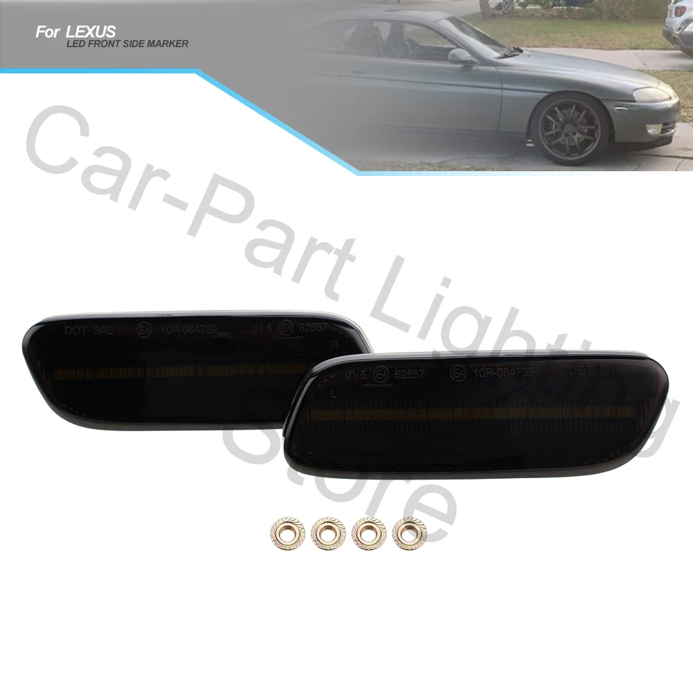 2PCS Led Front bumper Side Marker Lights For 1992-2000 Lexus SC300 SC400 turn signal light