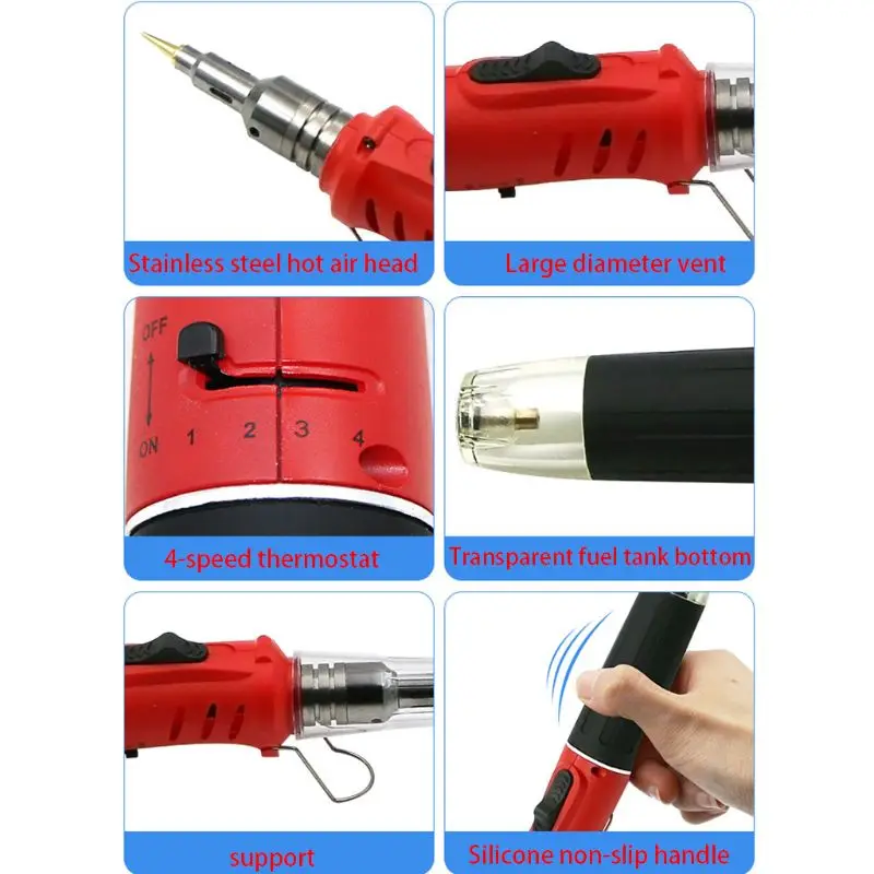 10-In-1 Gas Soldering Iron Case Set Multifunction HS-1115K Butane Lighter Spray Gun Set Welding Equipment 26ml Kit Torch