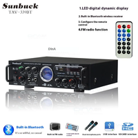 Sunbuck Home Amplifier 12V220V Audio Bluetooth AV Amplifier Professional Car Amplifier HiFi Digital Remote Control