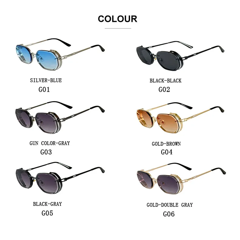 2024 Steampunk Sonnenbrille Für Männer Modische Platz Punk Mode Gläser Designer Sonnenbrille Frauen Trendy Gafas De Sol Hombre – Detail 10