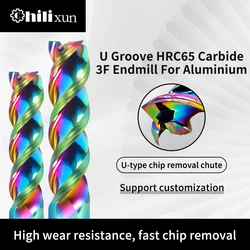 Brocas de corte de fresado HRC65, revestimiento DLC, CNC de alta eficiencia colorido, flauta multicolor tipo U para Molino de extremo de aluminio, sintonizadores de fresas